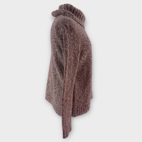 SOFT Joie Women's Turtleneck Sweater Oatmeal Chunky Knit Metallic Thread M - Picture 3 of 8